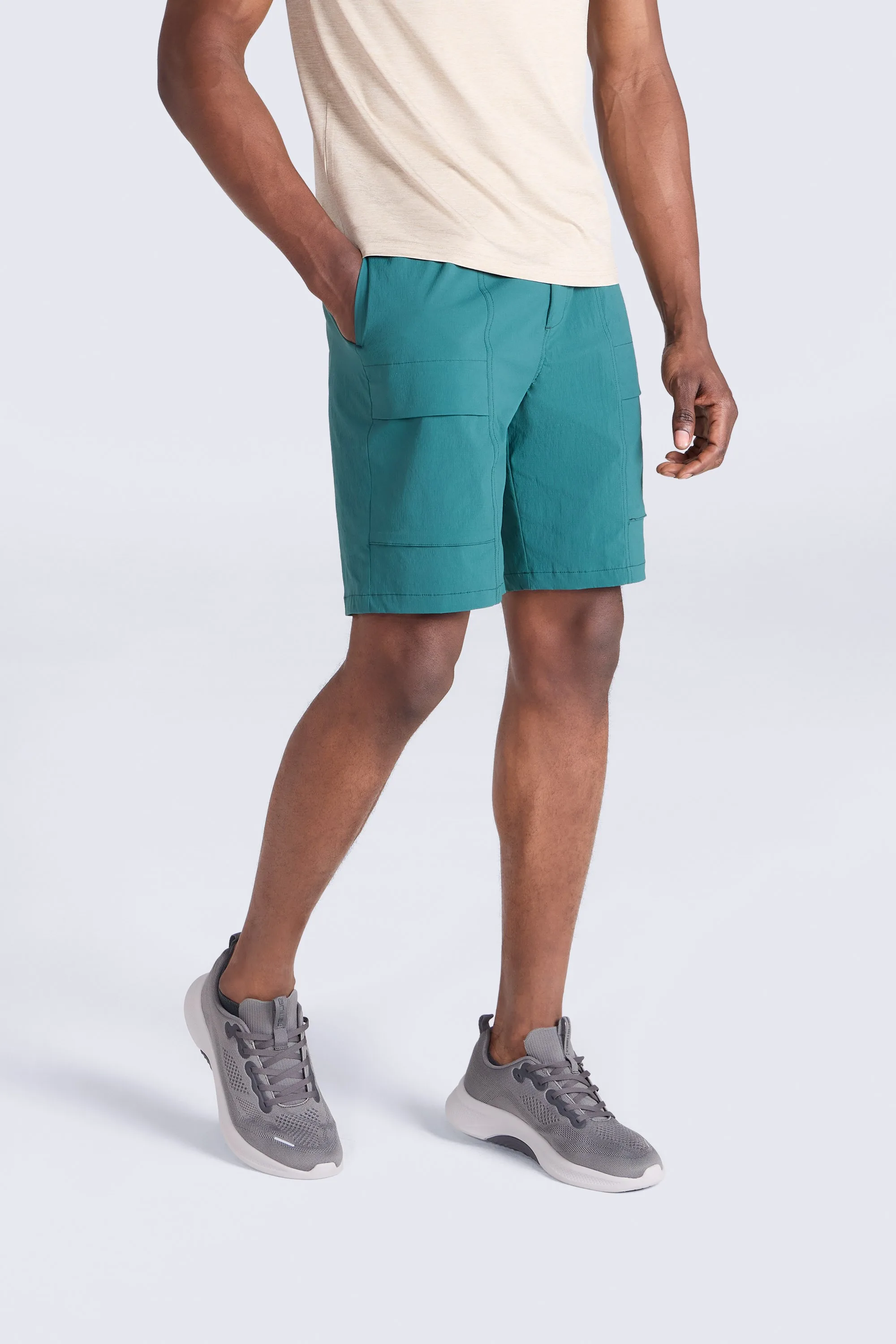 Tech Cargo Mens Shorts - Green - Green - Size: W36 - Animal - FashionsVida