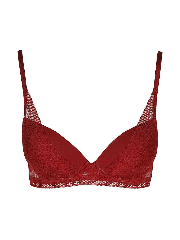 BH mit Bügel HALF PAD_PEONY LACE dark red dunkelrot 80C damen - BOSS - FashionsVida