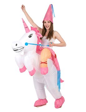 Aufblasbares Prinzessin auf Einhorn Damenkostüm Huckepack bunt