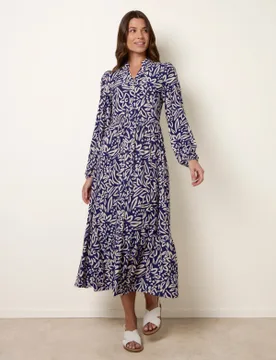 Button Front Collared Midi Dress - L/XL / NAVY - female - Blue Vanilla - FashionsVida