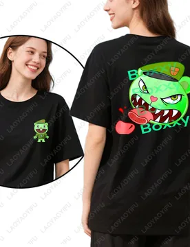 Happy Tree Friends Boxy Character Cartoon Print Unisex Cotton T-Shirt Summer Casual Wear Trendy Design Fun Graphic Tee - Aliexpress - FashionsVida