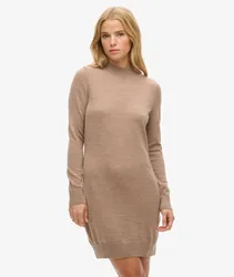 Superdry Damen Langärmeliges Strickkleid aus Merinowolle Schwarz - Größe: 44