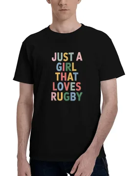 Just a girl that loves rugby Men Short Sleeved T-Shirt Tee Ripped Round Lightweight Premium Quality Art Cool Edgy Print Graphic - Aliexpress - FashionsVida