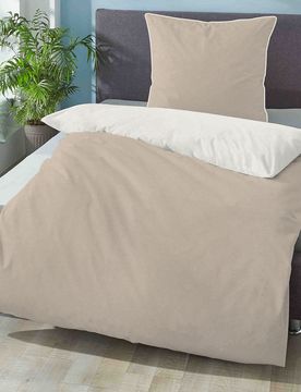 Melange-Flanell Bettwäsche MELANGE UNI kitt, 135x200 cm + 80x80 cm