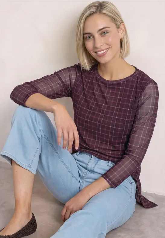 Arm Shirt aus Mesh mit Print female Rot - Street One - FashionsVida