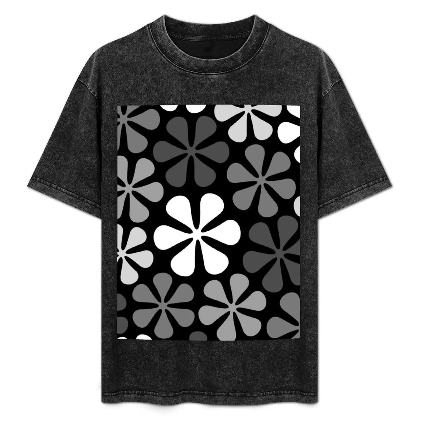 Abstract Flowers Monochrome T-Shirt Abstract Pattern Print Top - Aliexpress - FashionsVida