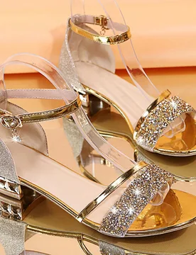 Sandalias de tacón alto cómodas para mujer para exteriores, sandalias de tacón grueso con hebilla de moda, punta abierta, casuales para uso diario, - Shein - FashionsVida