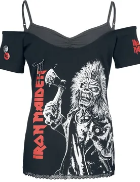 T-Shirt - EMP Signature Collection - S bis L - für Damen - Größe L - schwarz/grau - EMP exklusives Merchandise! - Frauen - female - Iron Maiden - FashionsVida