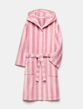 Pure Cotton Striped Robe (9 Mths - 10 Yrs) Pink Mix female - M&S - FashionsVida