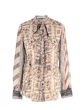 Multicoloured Sheer Pussybow Silk Blouse - Dior - FashionsVida