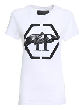 T-shirt in cotone con strass