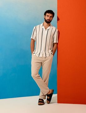Camicia in viscosa a righe - bianco