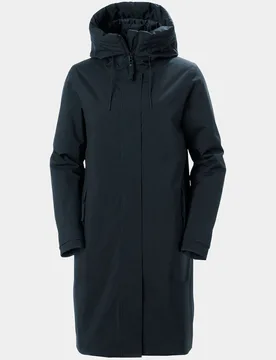 Women Victoria Insulated Rain Coat With Hood Navy L - Navy Blue - Female - Helly Hansen - FashionsVida