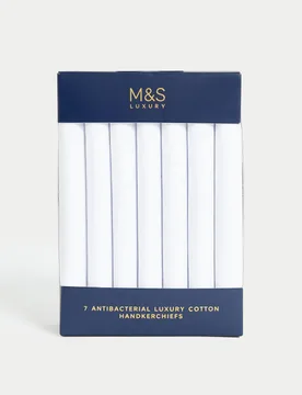 Pk Antibacterial Pure Cotton Handkerchiefs White male - M&S - FashionsVida