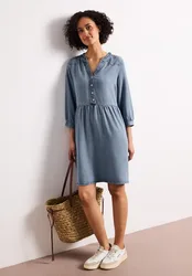 Knielanges Kleid mit Rüschen im Denim-Look female Blau