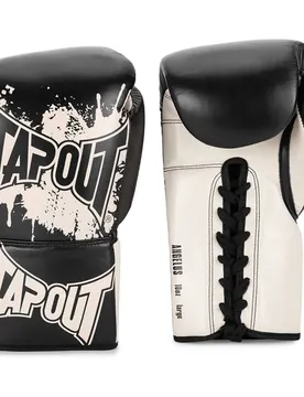Gants De Boxe En Cuir Angelus Black / Ecru 10 oz L