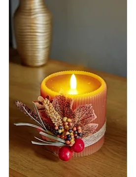 LED-Stabkerze "Herbstlaub" 25cm hoch - Eldo - FashionsVida