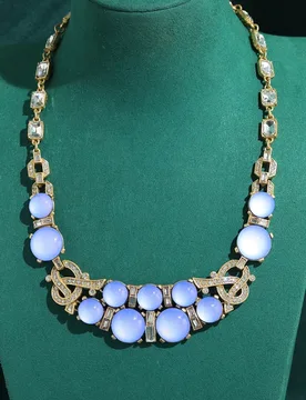 Vintage Glass Gradient Blue Choker Necklace Antique Gold Plated Hollow Women Zircon Classic Elegant Retro Luxury Jewelry Quality - Aliexpress - FashionsVida