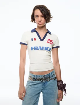 Polo Ajusté France Fifa World Cup™ Xs Blanc Cassé - Bershka - FashionsVida
