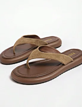 Nuevas chanclas de mujer de verano con punta redonda, suela gruesa, color marrón, transpirables y cómodas, adecuadas para uso en exteriores e interi - Shein - FashionsVida