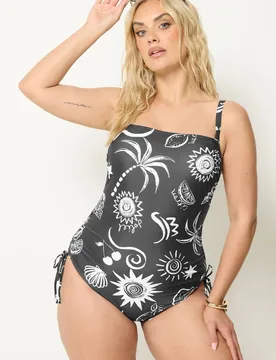 Women's Celestial Bandeau Swimsuit in Black Size: 24 - Black - Size: 24 - Yours - FashionsVida