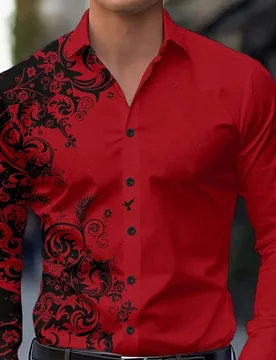 Camisa casual con estampado de moda para hombre, cuello vuelto, manga larga con botones - Shein - FashionsVida