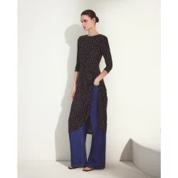 Vestido de manga larga estampado de mujer