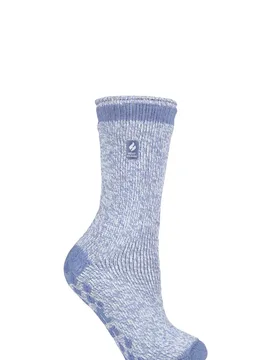 Women's 1 Pair SOCKSHOP 2.3 TOG Plain and Patterned Slipper Socks Florence Denim 4-8 Ladies - Blue - Size: Small - Heat Holders - FashionsVida