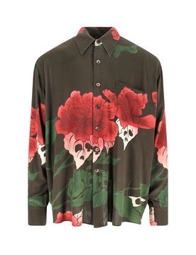 Men's Rayon Graphic Print Shirt with Mother-of-Pearl Buttons