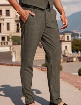 Pantaloni chino slim fit a quadri - grigio scuro