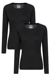Talus Womens Thermal Top 2-Pack - Black - Black - Size: 18