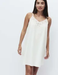 Pure Cotton Lace Trim Chemise Ivory female