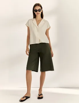 Camisa de mujer manga corta cuello solapa - Paz Torras - FashionsVida