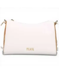 Borsa a Spalla Monogram Donna Bianco con Logo All-Over e Dettagli Geo
