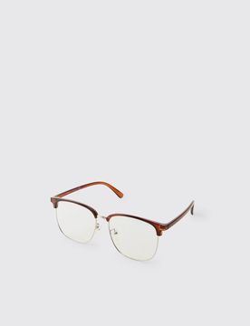Herren Sonnenbrille Im Clubmaster-Stil Mit Transparentem Rahmen Black