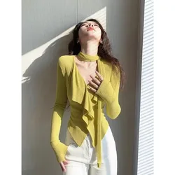 Slim and Slim Long-sleeved T-shirt, Beautiful and Unique Top in Gentle Summer Wind