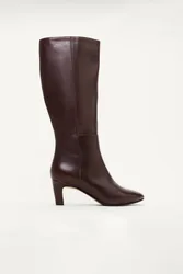 Women's Leather Knee Boots in Dark Brown Size: 6 - Dark Brown - Size: 6