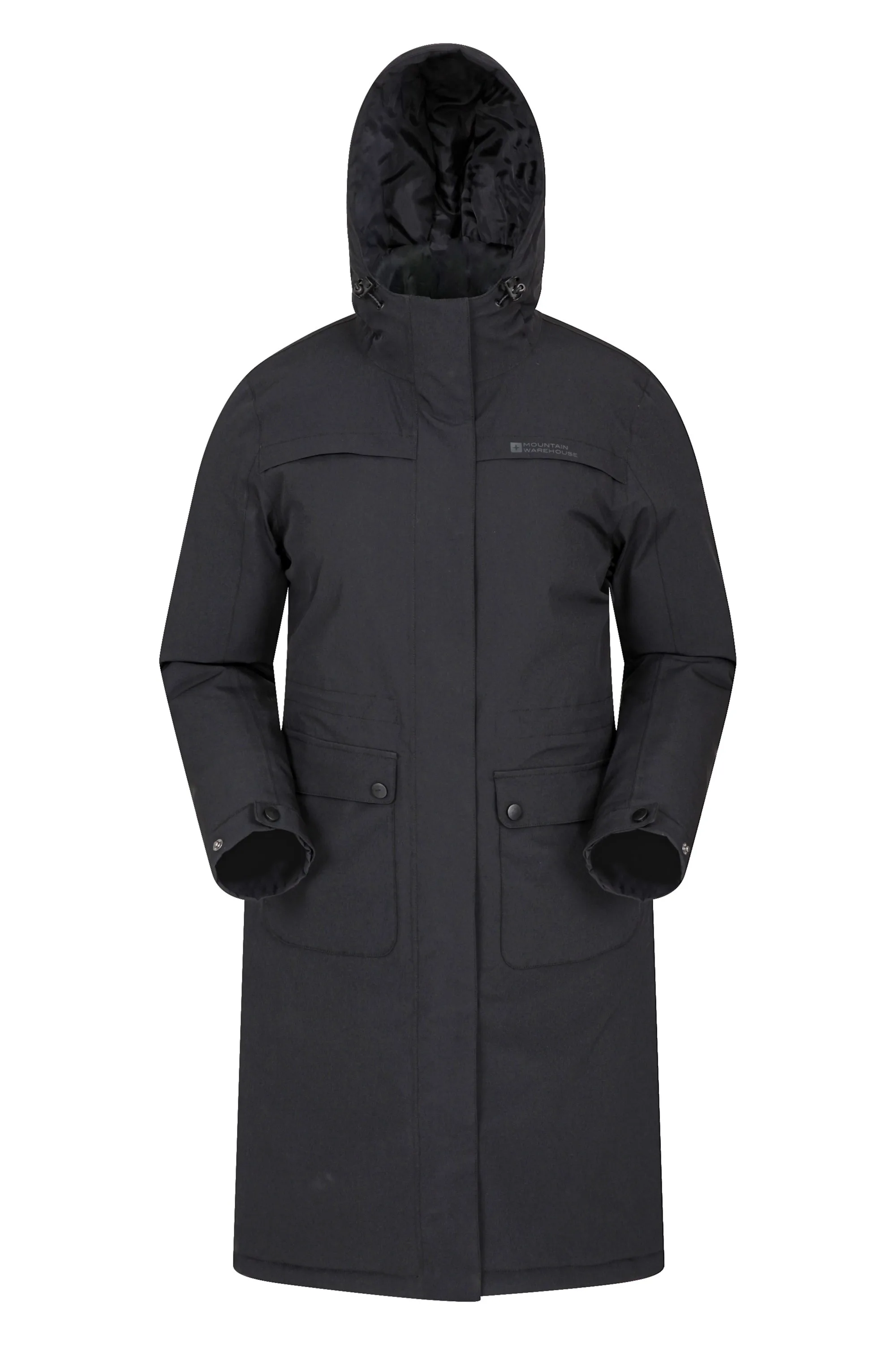 Frontier Long Waterproof Womens Padded Jacket - Black - Black - Size: 8 - Mountain Warehouse - FashionsVida
