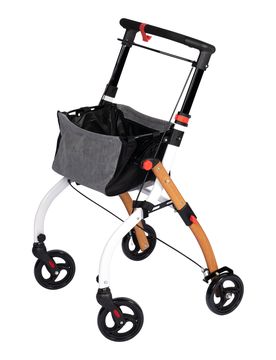 Indoor-Rollator in Holz-Optik mit Tasche und Tablett - AT51040 braun weiss