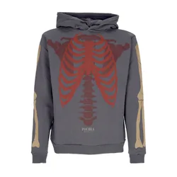 Felpa Leggera Cappuccio Uomo Bones Hoodie Grey/red/beige