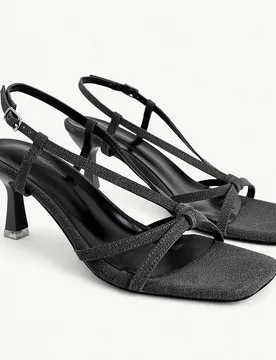 Zapatos de mujer con correa cruzada, punta abierta y cuadrada, tacón de aguja, sandalias de tacón alto de moda para ir al trabajo, citas, vacaciones - Shein - FashionsVida