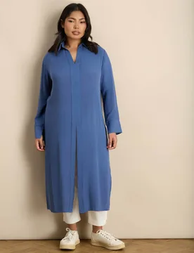 Longline Tunic Blue female - Live Unlimited London - FashionsVida