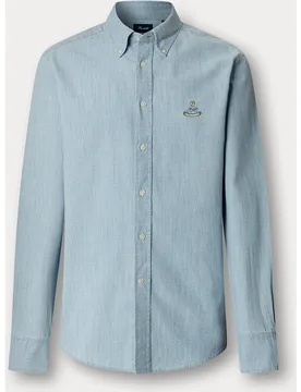 Camisa de hombre fit regular algodón chambray - Façonnable - FashionsVida