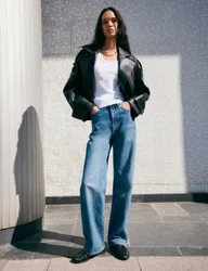 High Waisted Relaxed Straight Jeans Light Indigo female