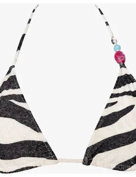 Top de bikini triángulo sheriff de lurex animal print - Quelton - FashionsVida