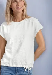 T-Shirt aus Spitze mit Rundhals female Weiß