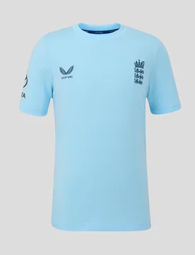 England Cricket Junior 26/27 Off Pitch T-shirt BLUE JL Unisex - Castore - FashionsVida