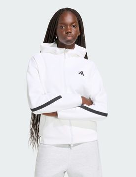 FELPA CON CAPPUCCIO E ZIP INTEGRALE Z.N.E. 2XS White