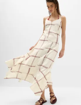 Linen Rich Printed V-Neck Hanky Hem Dress Ivory Mix female - M&S - FashionsVida