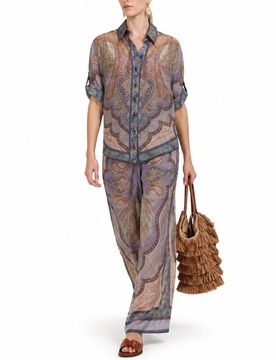 Wanderlust Printed Silk-habotai Wide-leg Pants